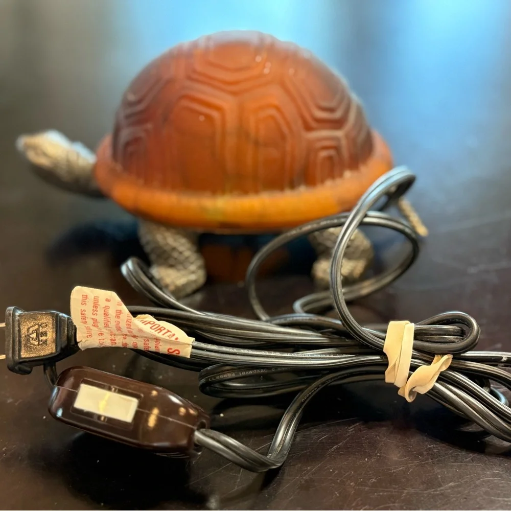 Turtle Shaped Reptile Heat Lamp‎ - Brown glass shell brass finish metal